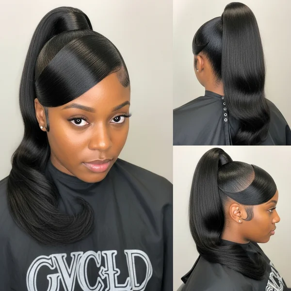 High Ponytail Hairstyles for Black Women with Swoop