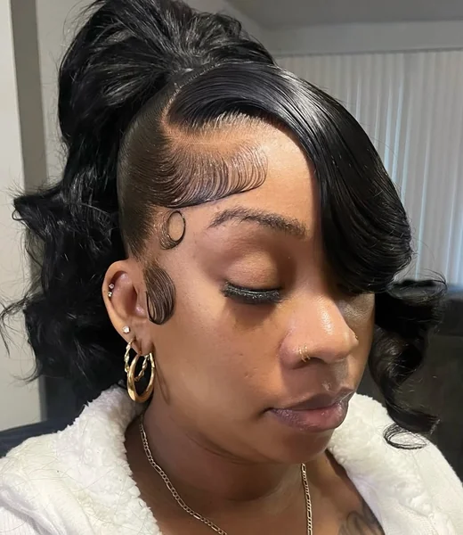High Volumized Ponytail with Sliced Side Sweep