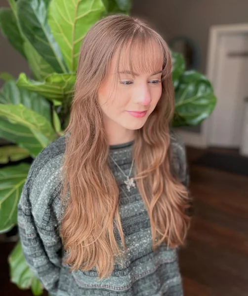 Honey Brown Butterfly Cut with Wispy Full Bangs