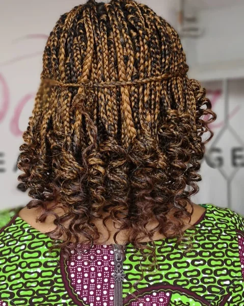 Honey-Dipped Braided Bob with Spiral Ends