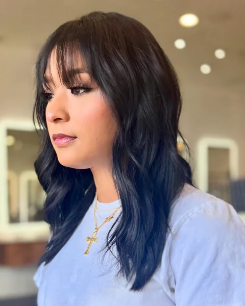 Inky Noir Waves with Transparent Wispy Bangs