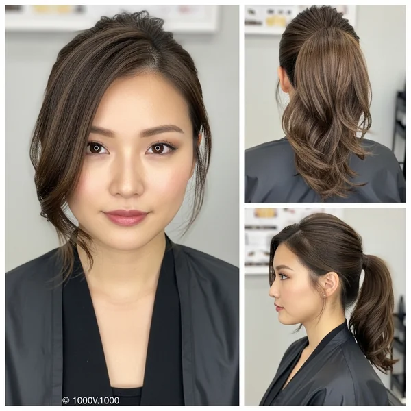 Korean Low Ponytail Hairstyles