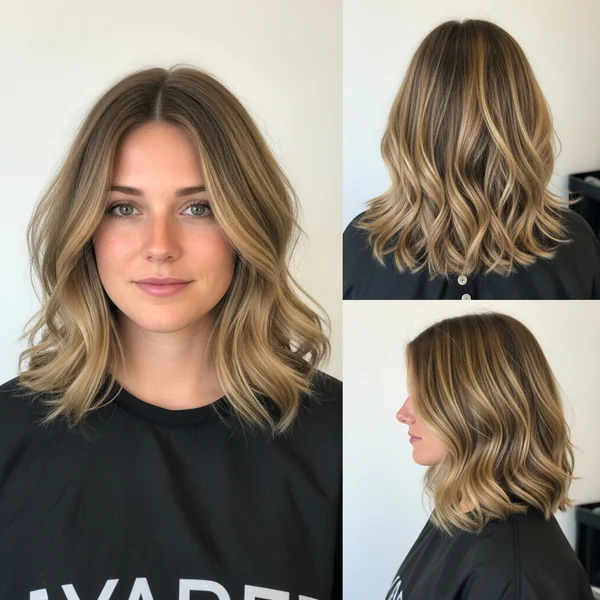 Layered Hair Medium Wavy Bob Hairstyle