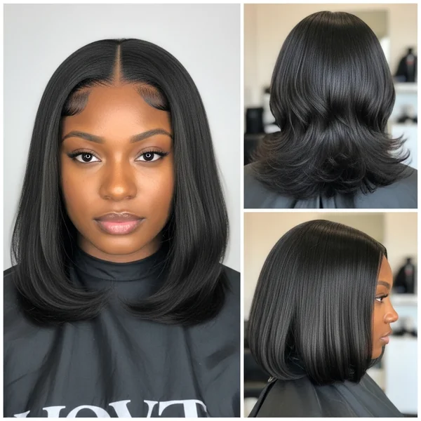 Layered Bob Hairstyles For Black Women Middle Part