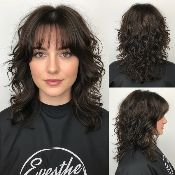 layered curly haircuts with bangs