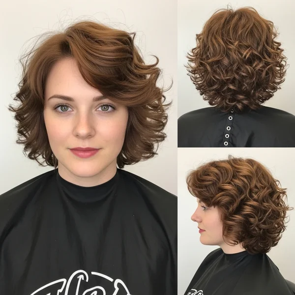 layered stacked bob haircut curly