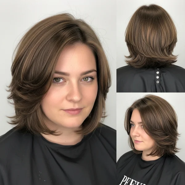 layered stacked bob haircut round faces