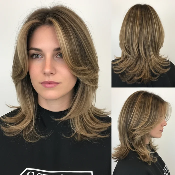 long layered haircuts with face framing medium length