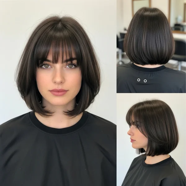 Long Bob Haircut With Soft Bangs