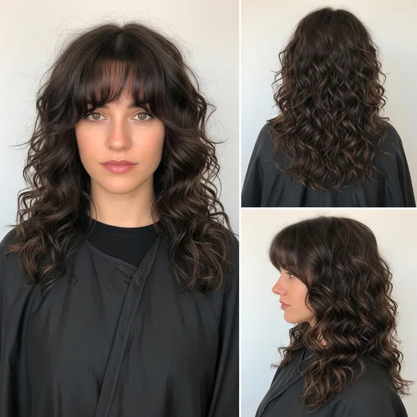 Long Curly Hair With Soft Bangs