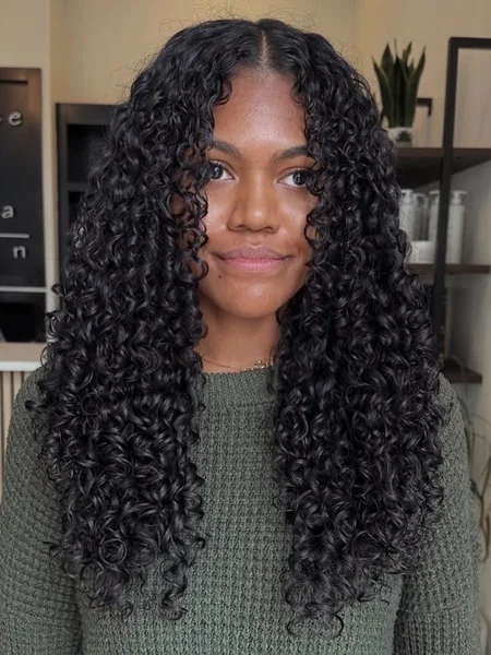 Long Defined Ringlets with Soft Face-Framing Layers