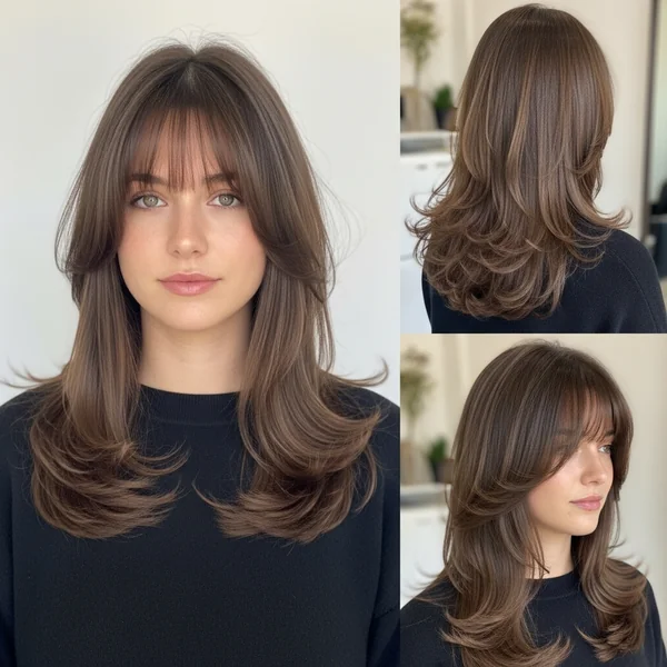 Long Hair With Bangs For Oval Faces