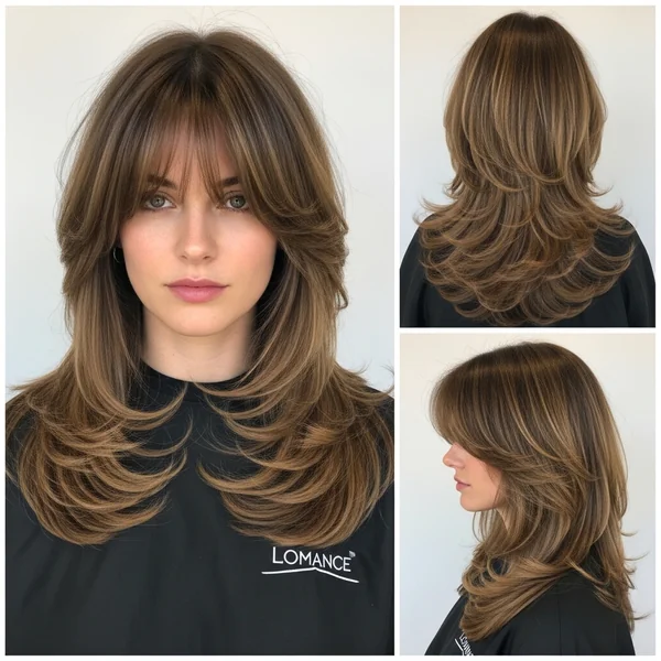 long layered haircuts with bangs