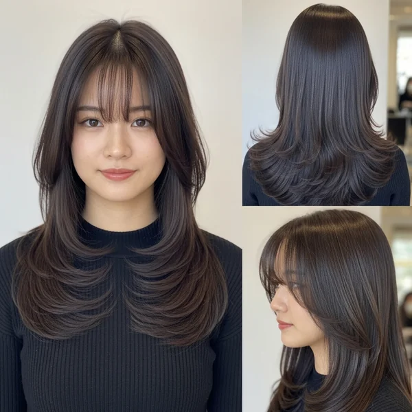 Long Layered Haircuts With Curtain Bangs For Asian Hair