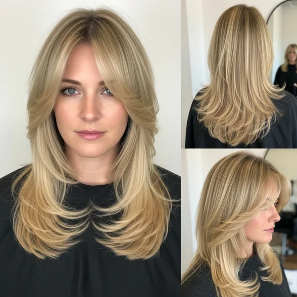 Long Layered Haircuts With Curtain Bangs For Blonde Hair