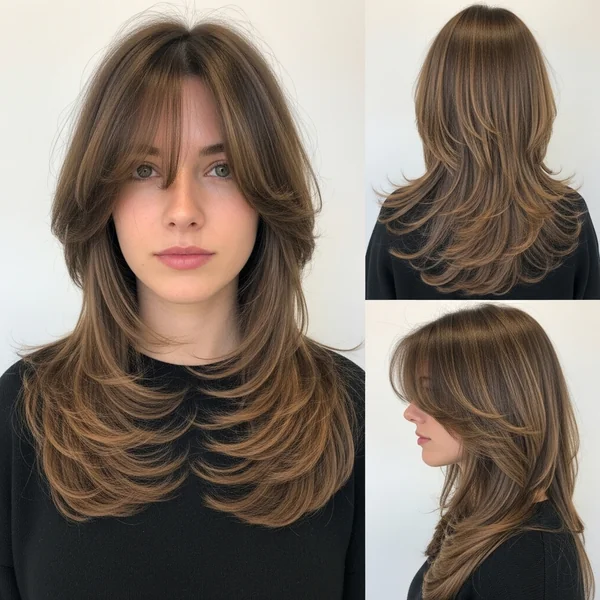 long layered haircuts with wispy bangs