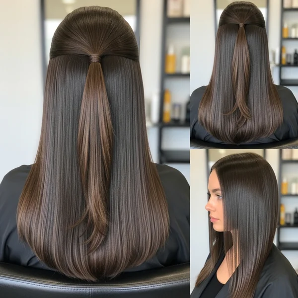 Long Straight Hairstyles Half Up
