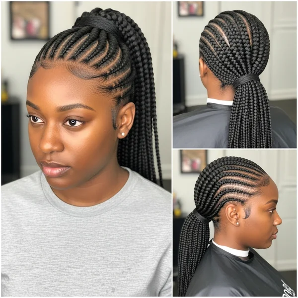 Low Braided Ponytail for Black Women