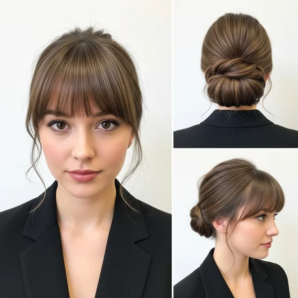 Low Bun Hairstyles With Bangs