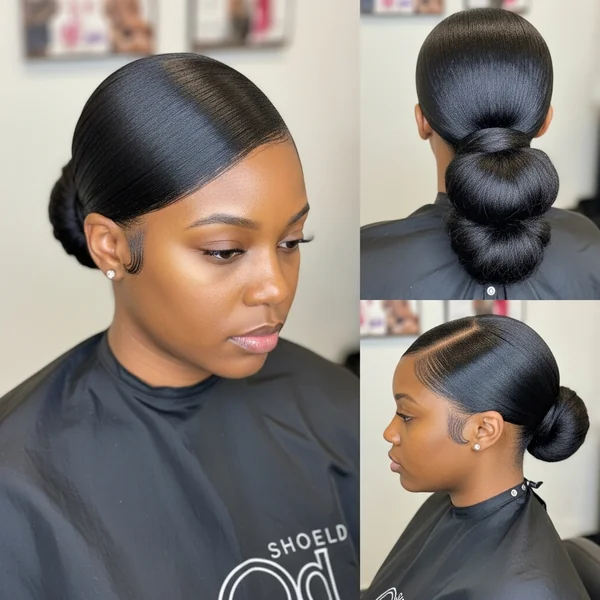 Low Bun Ponytail Black Hair