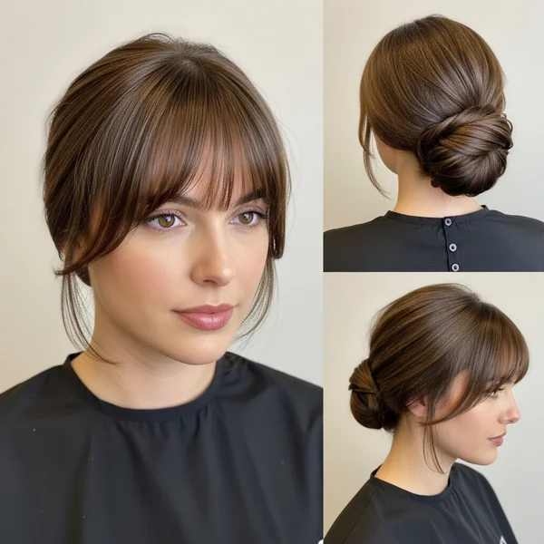 Low Bun with Bangs