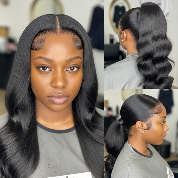 Low Middle Part Ponytail Weave