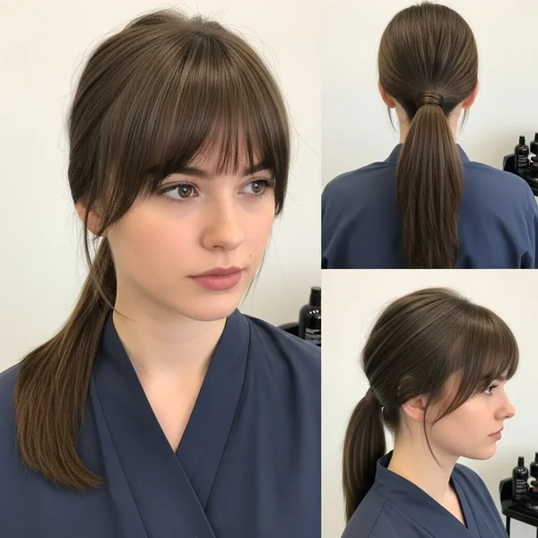 Low Ponytail with Bangs
