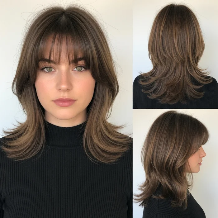 medium layered haircuts for thick hair mid length with bangs