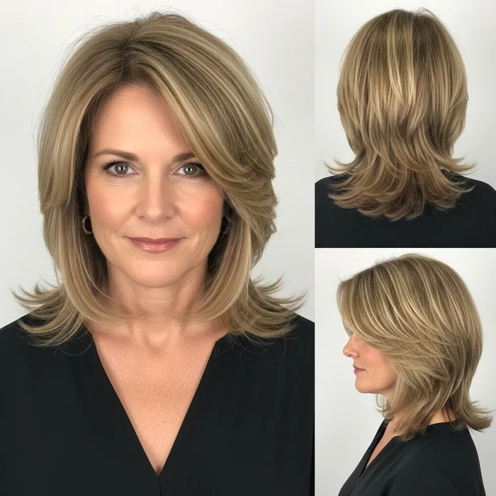 medium length layered haircuts over 40