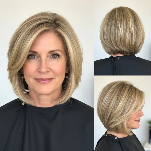 Medium Bob Haircut For Fine Hair Shoulder Length Over 50