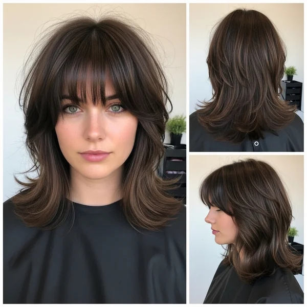 medium layered haircuts for thick hair mid length with bangs