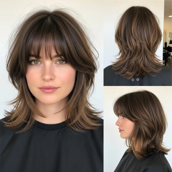 medium layered haircuts with bangs round faces