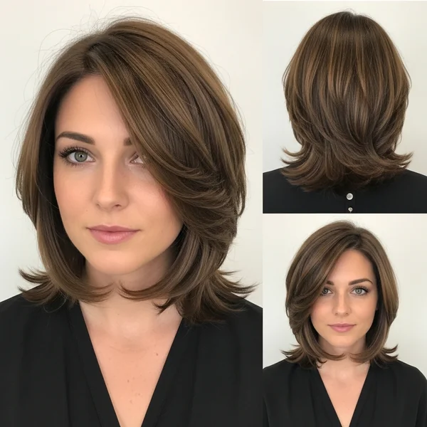 medium layered stacked bob haircut