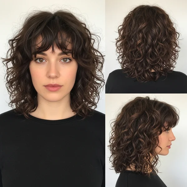 Medium Length Curly Hairstyles With Bangs