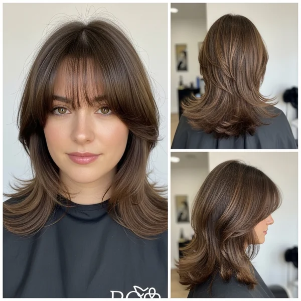 Medium Length Haircut With Bangs For Round Faces