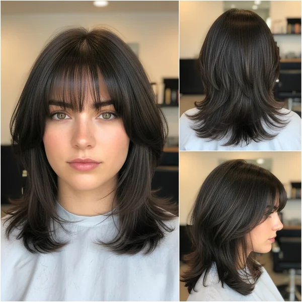 Medium Length Haircut With Bangs For Thick Hair
