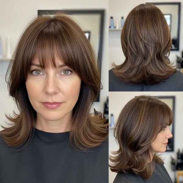 Medium Length Haircut With Bangs Over 40