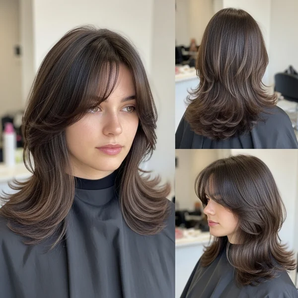 Medium Length Haircut With Layers and Curtain Bangs