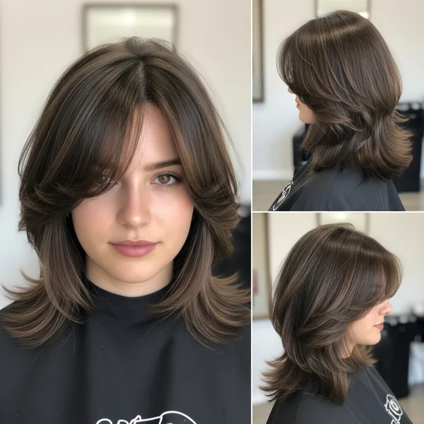 Medium Length Haircut With Layers Side Bangs