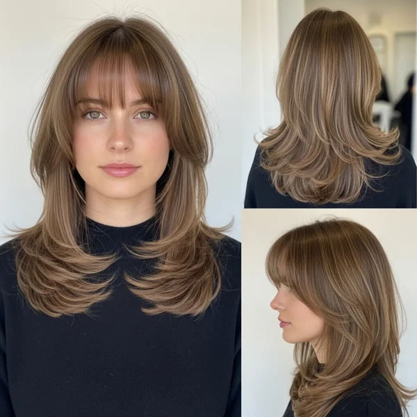 Medium Long Layered Hair With Bangs