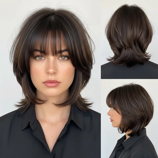 Medium Short Layered Haircuts Shoulder Length With Curtain Bangs
