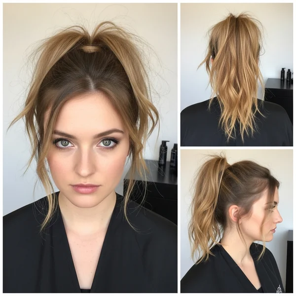 Messy Half Up Half Down Ponytail Hairstyles