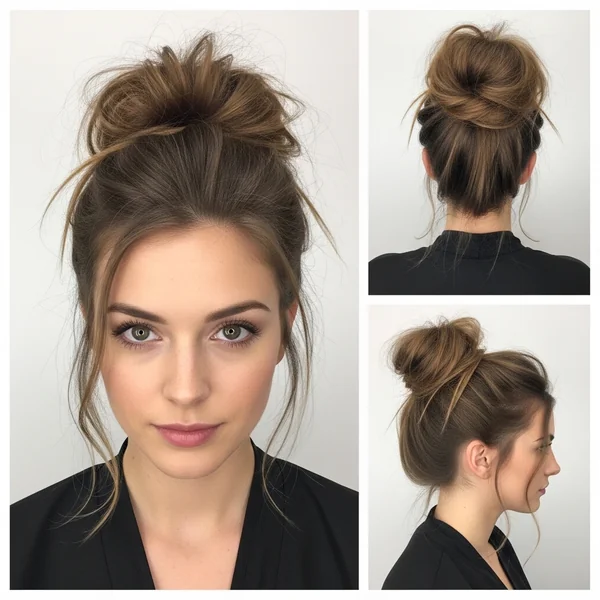 messy high bun hairstyles