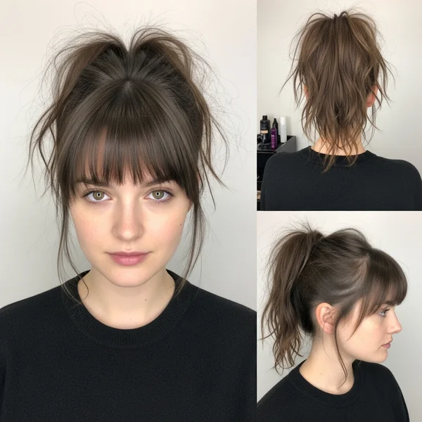 Messy Ponytail With Bangs Hairstyles