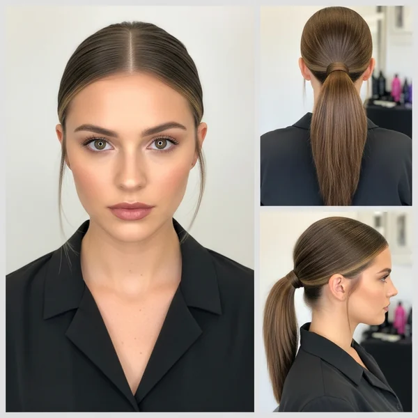 Middle Part Low Ponytail Hairstyles