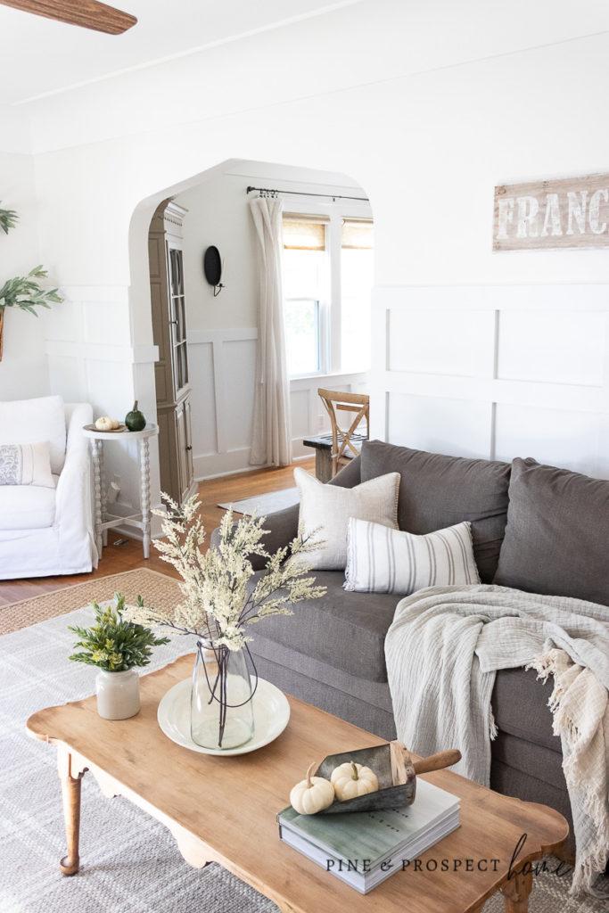 Simple and Neutral Fall Living Room Decor - Pine and Prospect Home