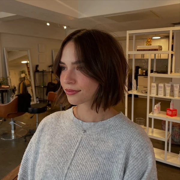 Modern Center-Parted French Bob with Texturized Ends