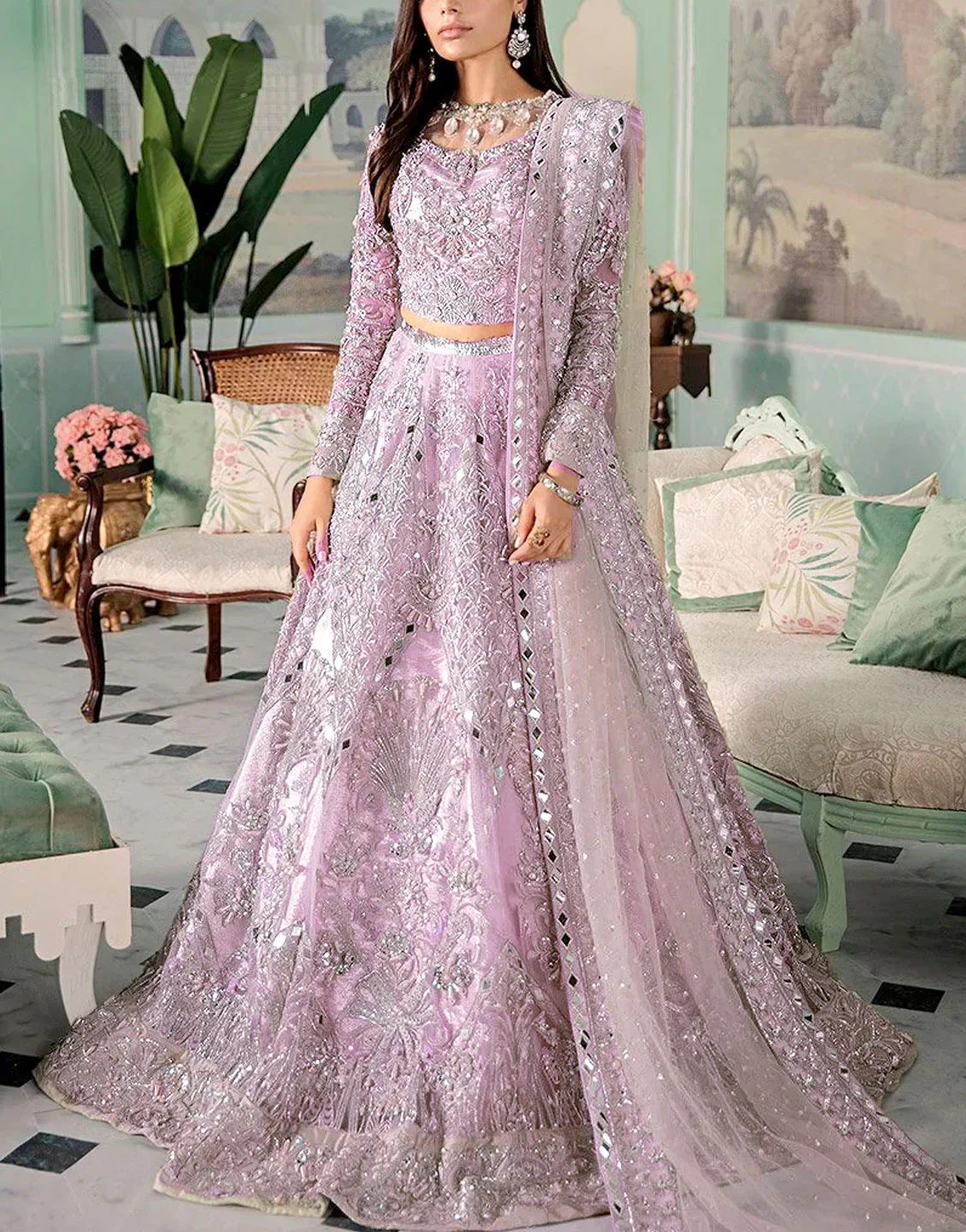 Luxury Handwork Heavy Embroidered Net Bridal Maxi Dress (DZ16767 ...
