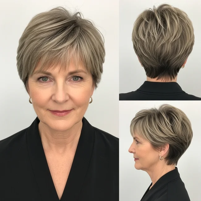 Thick hair with short bangs