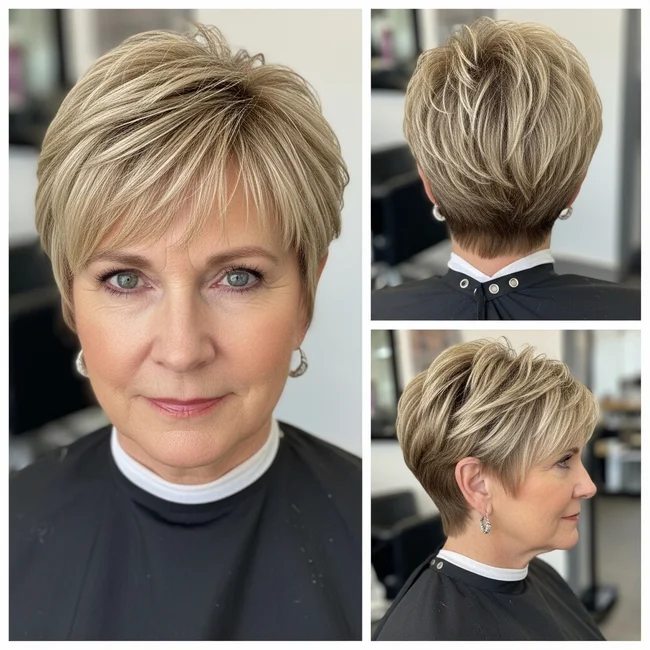 Thick hair with short layers